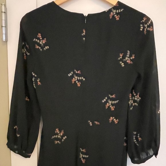 Madewell Night Flower Wrap-Effect Chiffon Dress, Dark Green, Size O - Picture 5 of 7